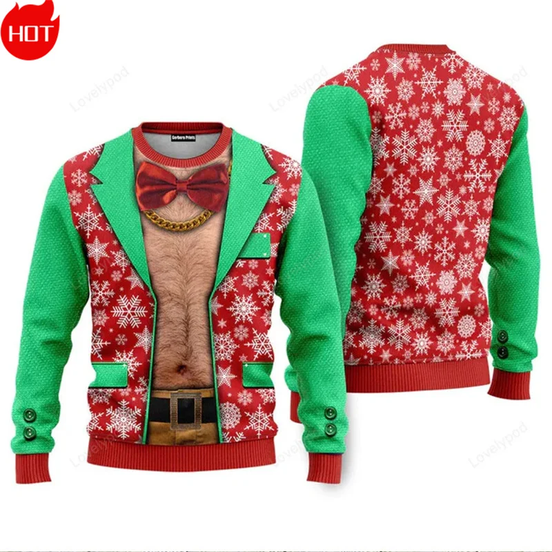 Sweater pria motif 3D Natal, baju Sweater pria natal jelek, Sweater modis baru dalam Sweater jelek, baju Jumper natal untuk pria