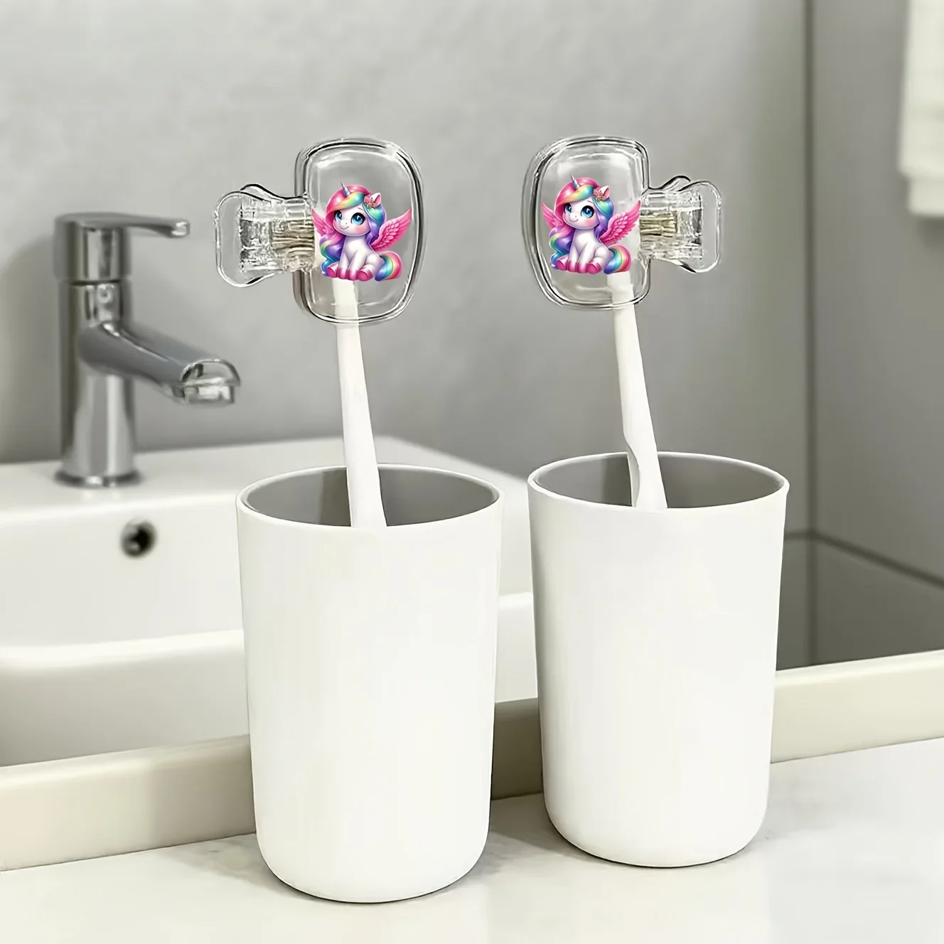 2pcs Pony Toothbrush Head Covers Plastic Caps for Family And Travel Use Portable Brush Protection Cases for Bathrooms Camping