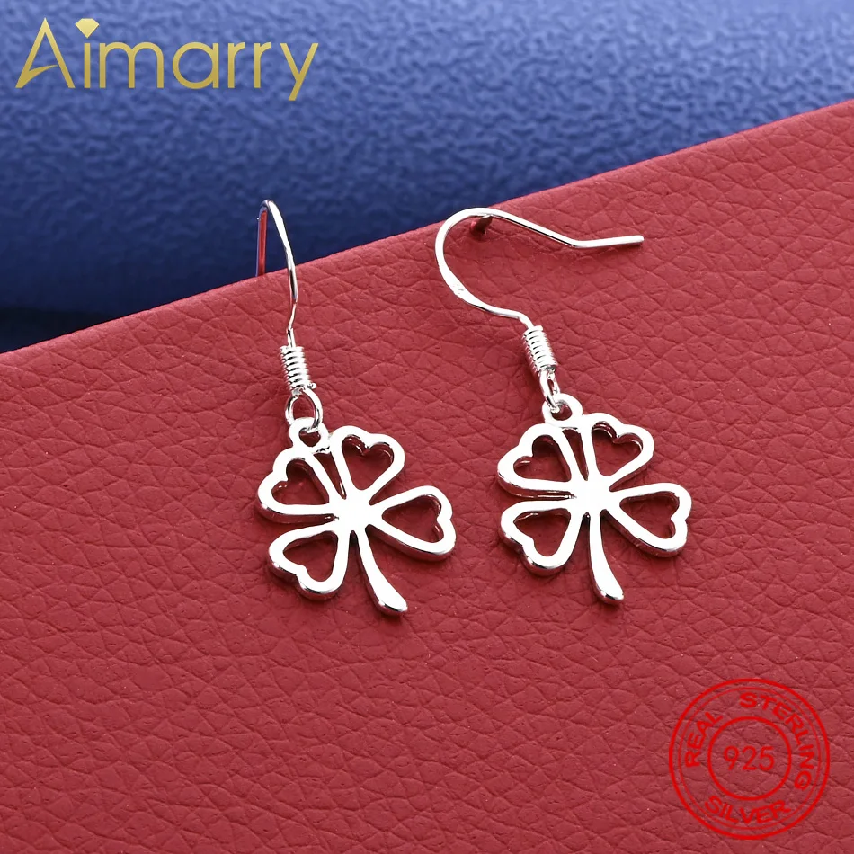 

925 Sterling Silver Four-leaf Clover Earrings Drop Earrings Anniversary Popular Wild Fashion Romantic Jewelry