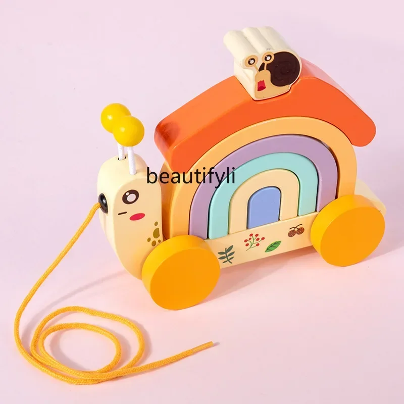 Correa de caracol pequeña para niños, carrito de tracción para caminar, juguete para niños pequeños