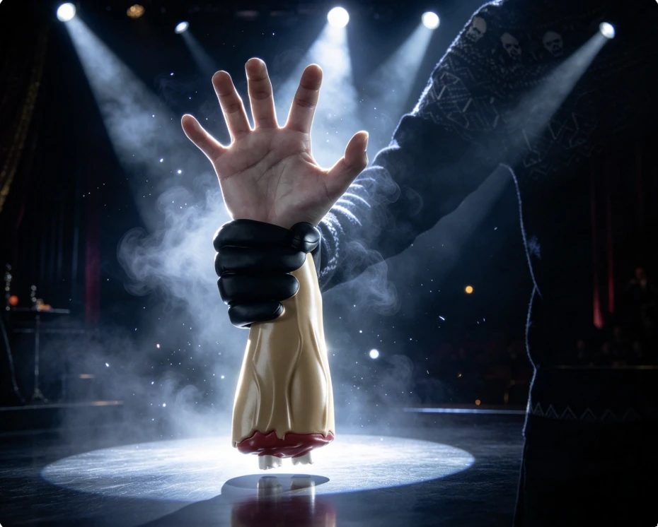 Fake Hand Third Hand Magic Trick Optical Illusion Misaligned Hand Visual Illusion Stage Magic Prop for Magicians