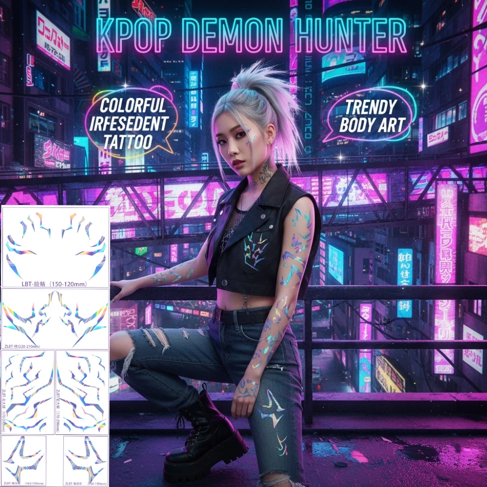 Cosplay Kpop Demon Hunter Make-up Tattoo Aufkleber für Bühnenauftritt Party Dress-Up Must-Have Kosmetikzubehör für Fans