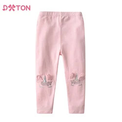 DXTON Spring Autumn Girls Leggings Children Pencil Pants Unicorn Skinny Trousers For Girl  Pink Solid Cotton Baby Girls Costumes