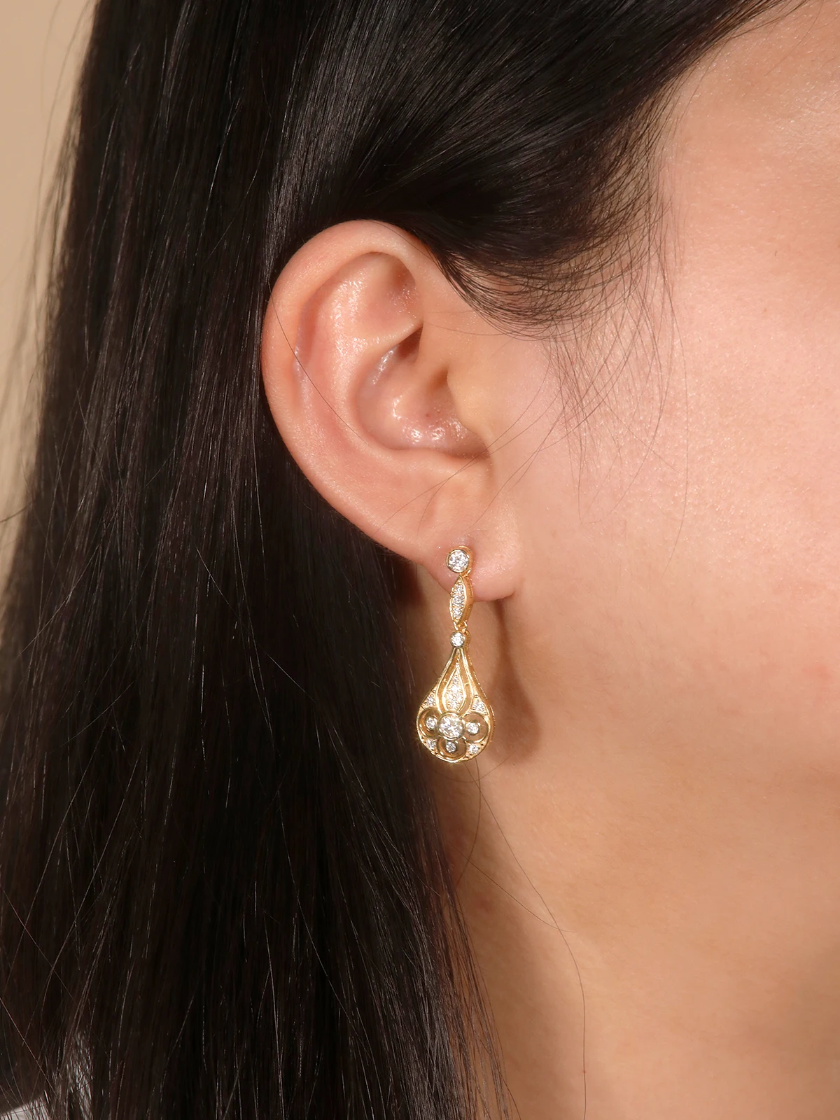 TYYL Moissanite Drop Earrings for Women 925 Sterling Silver Vintage Teardrop Design Sparkling Dangle Elegant Bridal Jewelry Gift - view 6
