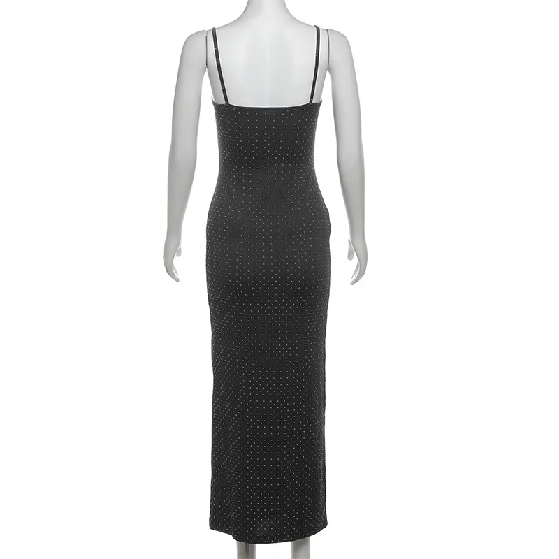 Vestido de noche largo con espalda descubierta para mujer, falda de fiesta con tirantes finos, cuello Barco, negro, cintura alta, nuevo, en Stock