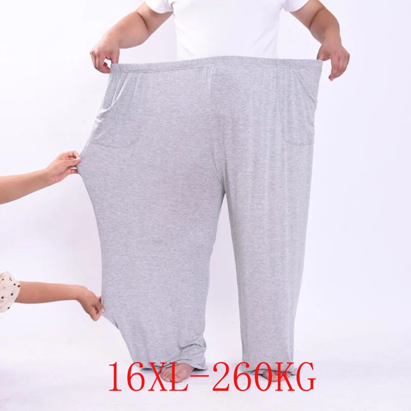 

260KG Men High Elastic Casual Pants 15XL 16XL Summer Modal Casual Home Pants New Large Size Soft Men's Pants