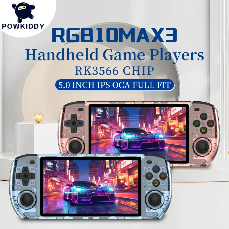 Powkiddy RGB10 Max3 Handheld Game Consoles Open-Source RK3566 5-Inch 1280*720 Ips Screen Retro Consoles Children's Gift Men gift