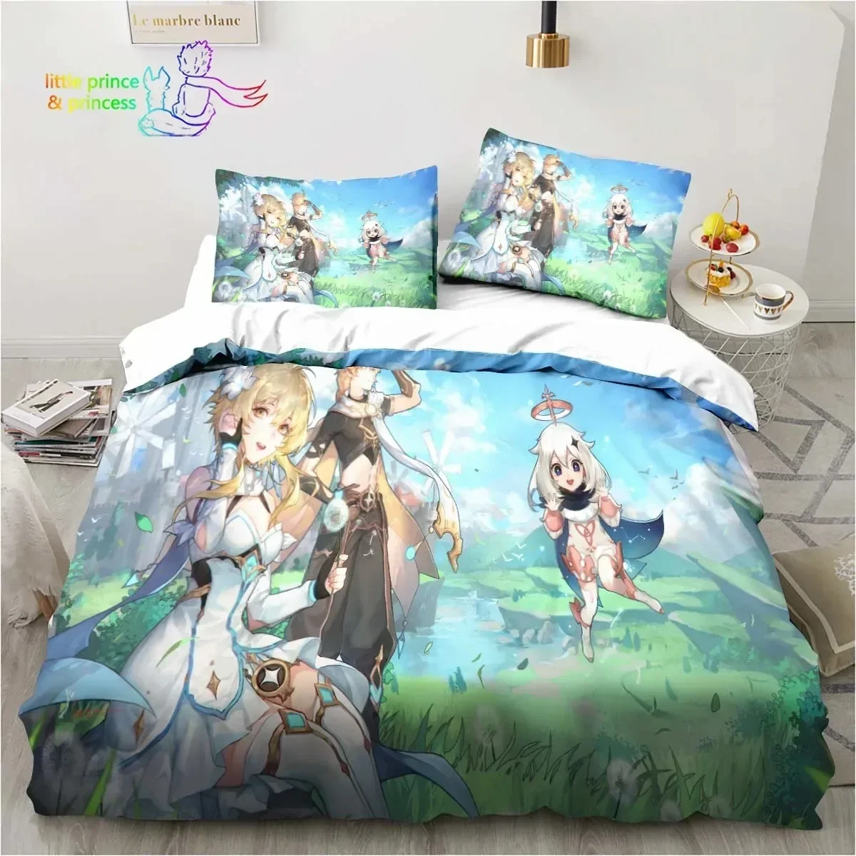 

Genshin Impact Anime Bedding Set 3D Printed Suitable for Bedroom Duvet Cover Set With Pillowcases Kids Home Textile