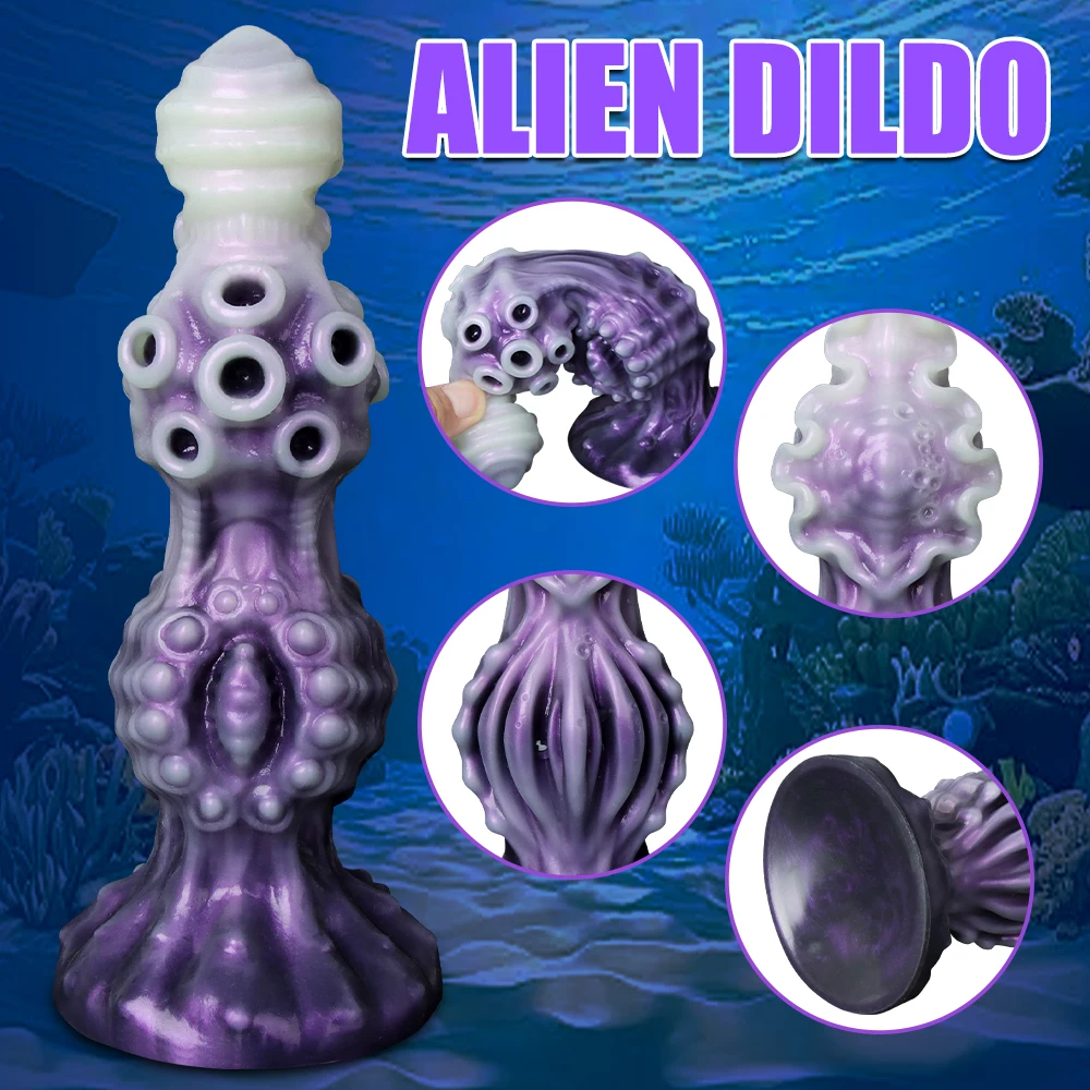 Enorme Alien Dildo Dragon Scale Texture Pene Mostro Plug anale Pene viola spesso per le donne Stimolatore clitorideo vaginale Adulto sexy