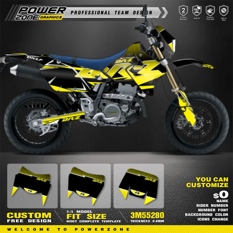 

Комплект графических наклеек и наклеек PowerZone для мотоцикла SUZUKI DRZ400 SM S E DRZ 400 SM S E 1999-2022, индивидуальный номер 06