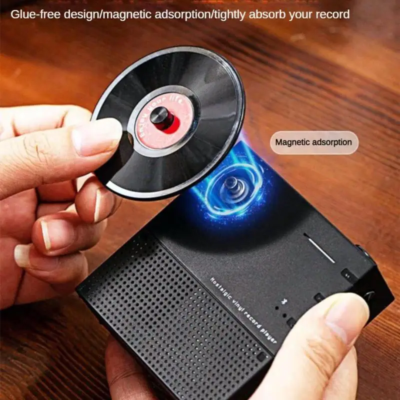 Vintage vinil registro projeto alto-falantes Bluetooth, som surround sem fio portátil, centro de música, apoio TF handsfree chamada, subwoofer de som