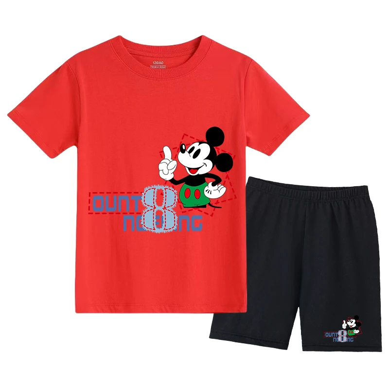 

Disney Mickey Mouse Children's T-shirt Set Parent-child Family Breathable Cotton Classic Color Matching Summer