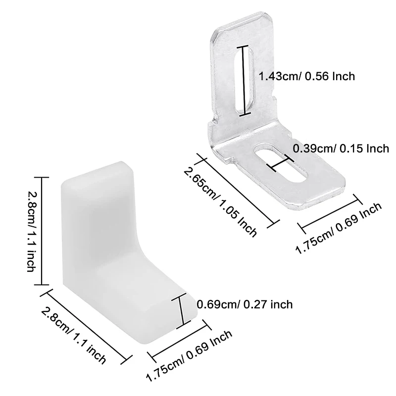 20 Pcs Metal Plastic L Shaped Angle Bracket, L Shape Cover Right Angle Corner Brace,White , Brown, Black