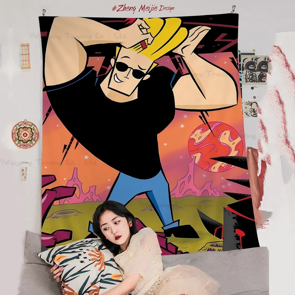 

J-Johnny Bravo Cartoon Colorful Tapestry Wall Hanging Hippie Flower Wall Carpets Dorm Decor Wall Art Decor