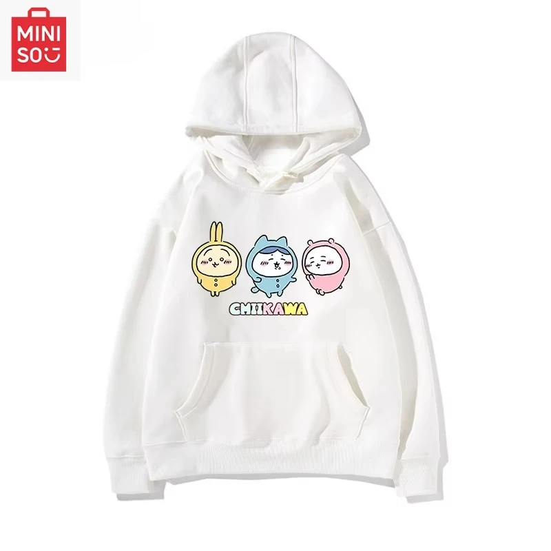 

Miniso Kawaii Chiikawa Momonga Printed Men Women Hooded Sweatshirt Autumn and Winter Outdoor Casual Comfortable Pullover Clothes