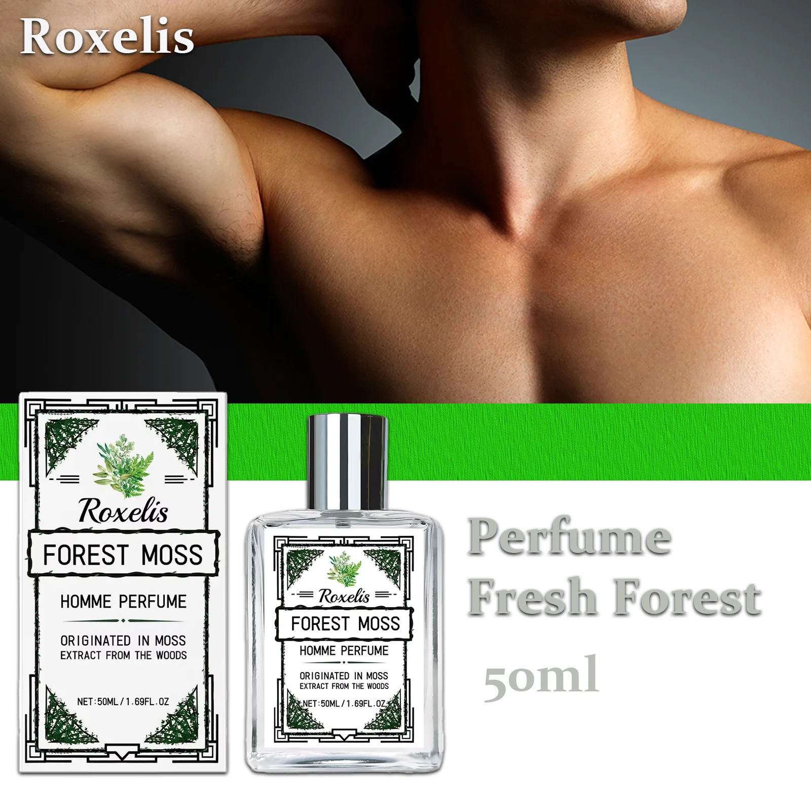 Roxelis Men's Fresh Forest Sandalwood Cologne - Elegant Gentle Scent Long-Lasting Mild Fragrance for Confident Charm