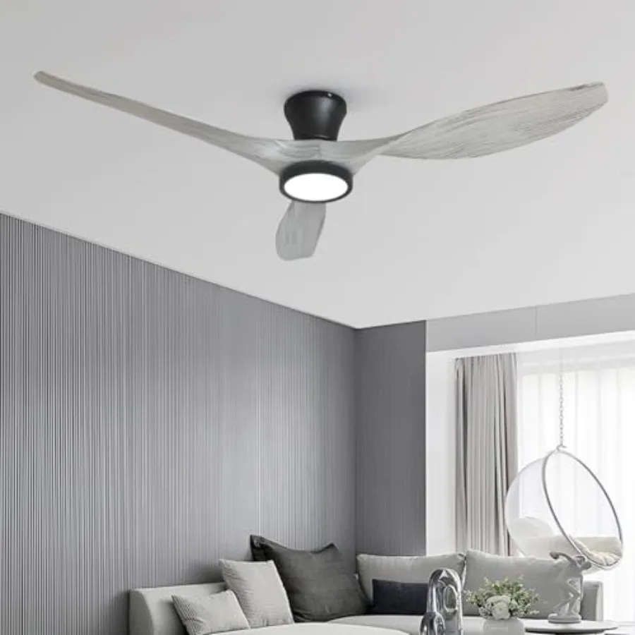 52 Inch Ceiling Fans with Lights LED Remote Control Flush Mount Low Profile for Bedroom Farmhouse Patio Outdoor Living Room Kit