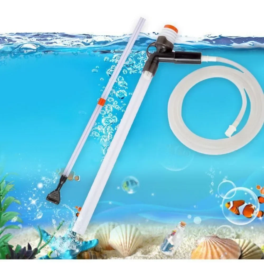 Aquarium Water Change Pump Press-Type Siphon Gravel Cleaning Tools with Glass Scraper Fish Tank Water Flow Regulat Pump