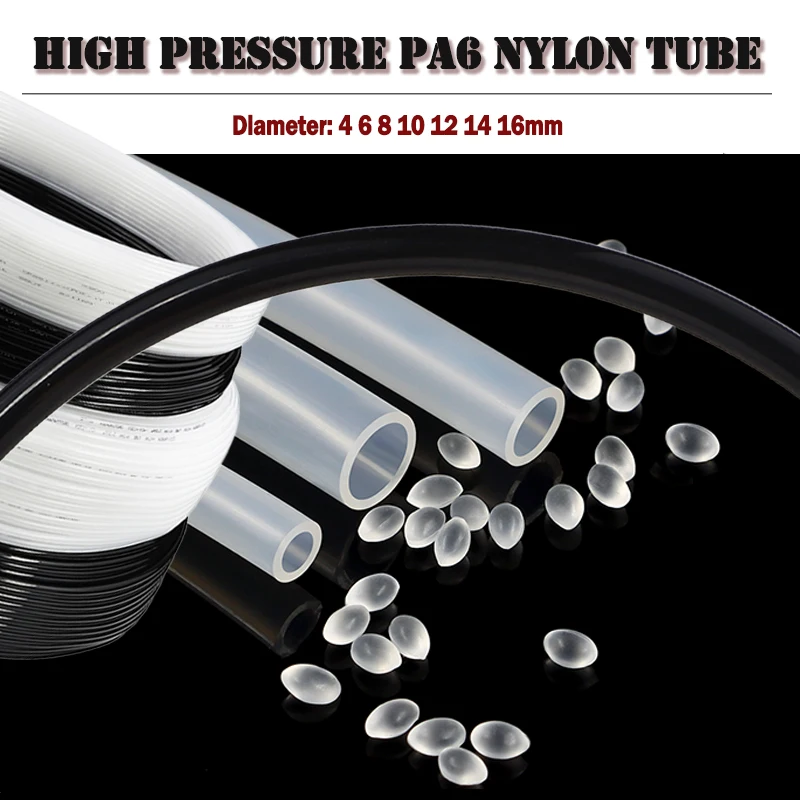 Black/Translucent High Pressure PA6 Nylon Tube Air Compressor Rigid Pipe Component Pneumatic Hose 4 6 8 10 12 14 16mm