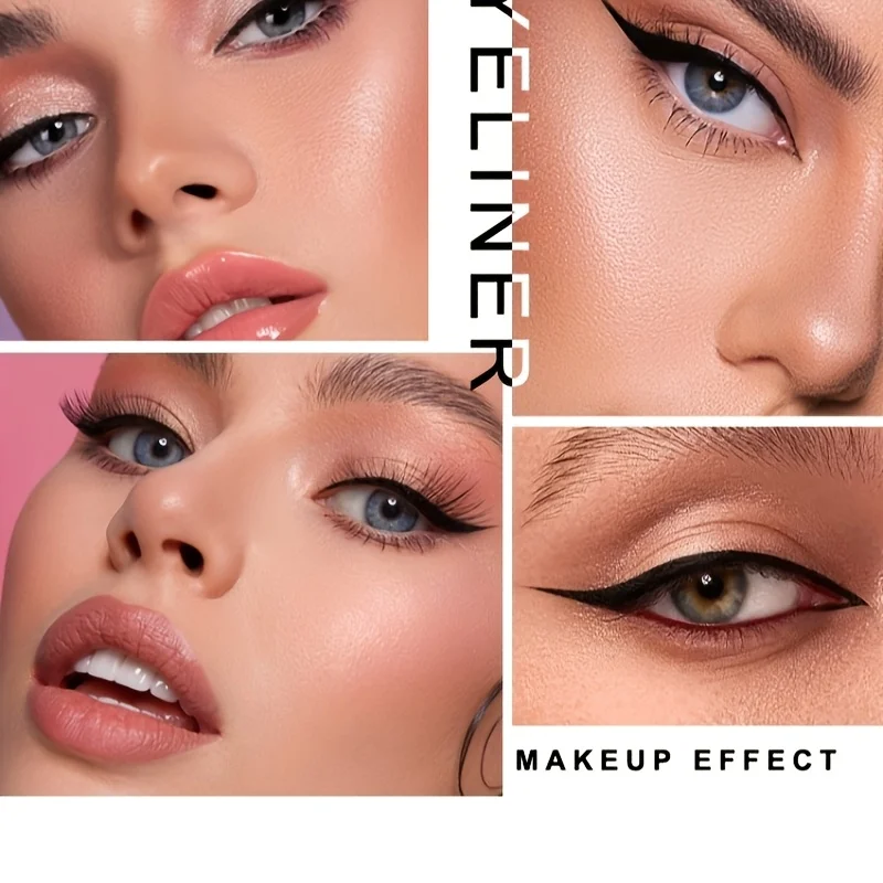Lápiz Delineador de ojos con sello y definición de doble extremo, maquillaje de ojos resistente al agua y duradero de secado rápido, lápiz Delineador de ojos negro antimanchas