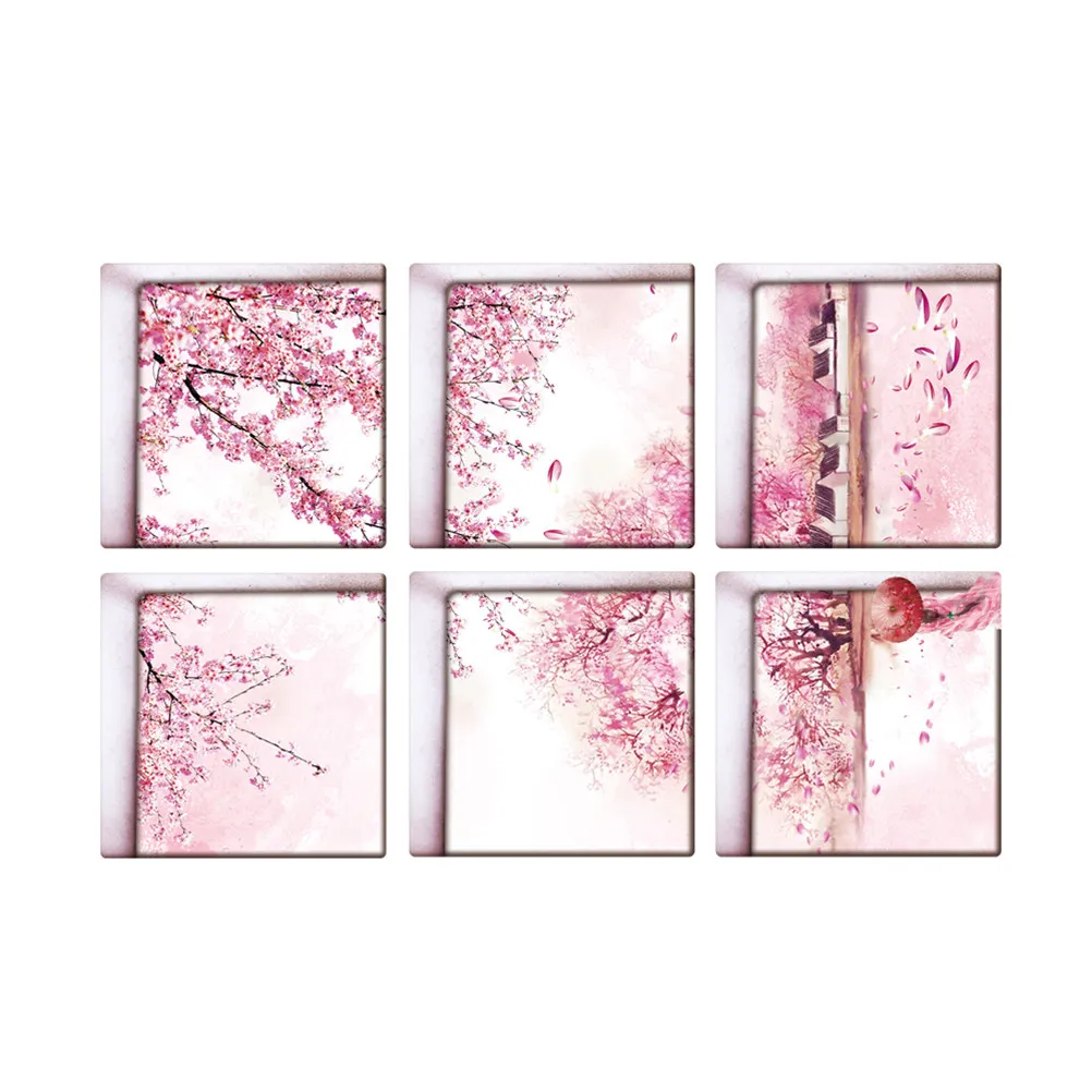Bathtub Stickers 6 Piece 3D Non Slip Waterproof Removable Bathroom Wall Toilet Decals 13 x 13 cm