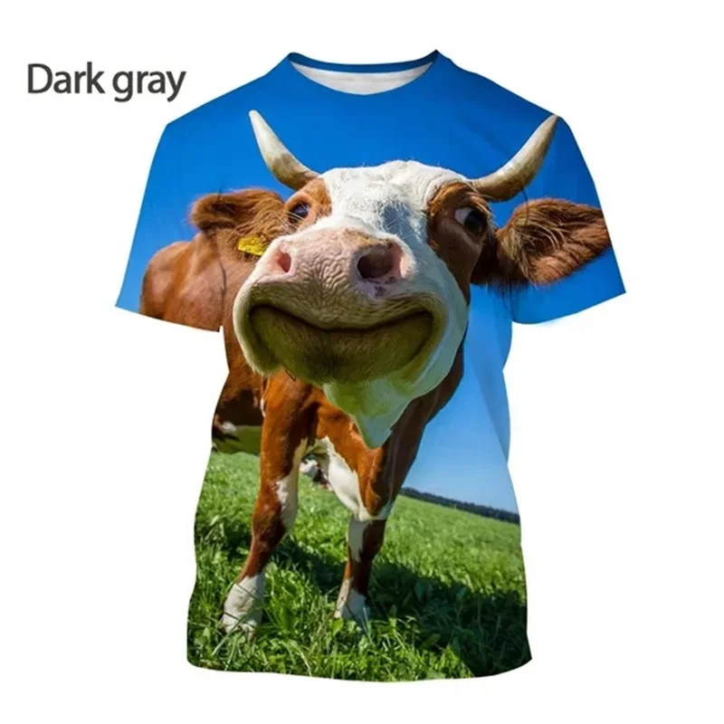 Fun Retro Cow Animal 3D Print sport Quick-dry Breatha Men's T-Shirt Outdoor Streetwear Casual Cute parent-child clothing Summer