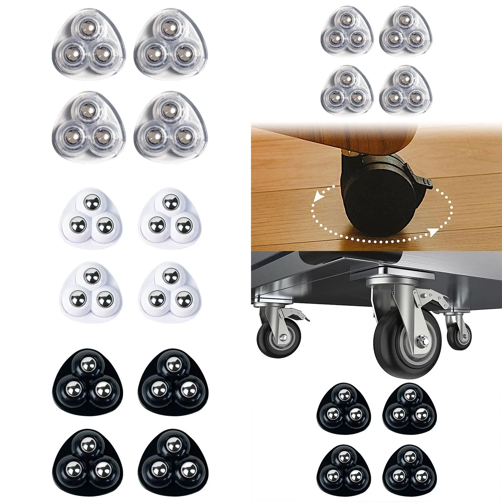 6x 4 Pack Self Caster Wheel 360 Degree Rotating Swivel Sliders for Mop Bucket