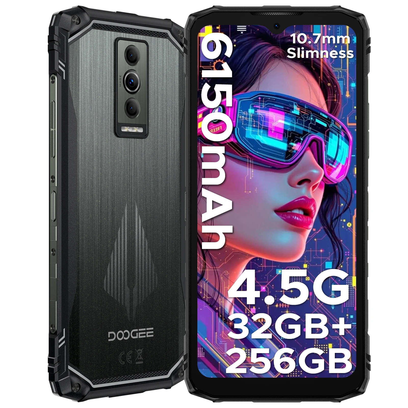 DOOGEE Blade10 Pro Energy robuuste telefoon 32GB 256GB 6,56” HD+ scherm 6150mAh grote batterij 50MP AI camera Android 15 NFC