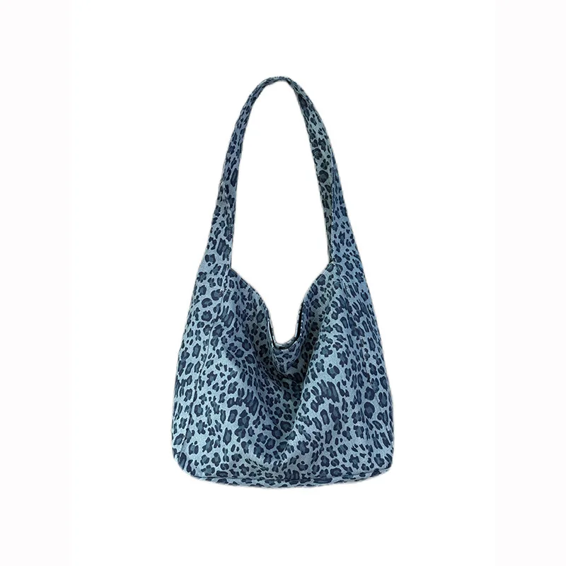 

Blue Leopard Print Tote Bag | Casual Chic Style | Large Capacity Shoulder Bag for All Seasons