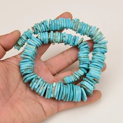 APDGG 3x9-4x22mm Blue Turquoise Square Slice Gems Stone Loose Beads 17'' Strands Jewelry Making DIY