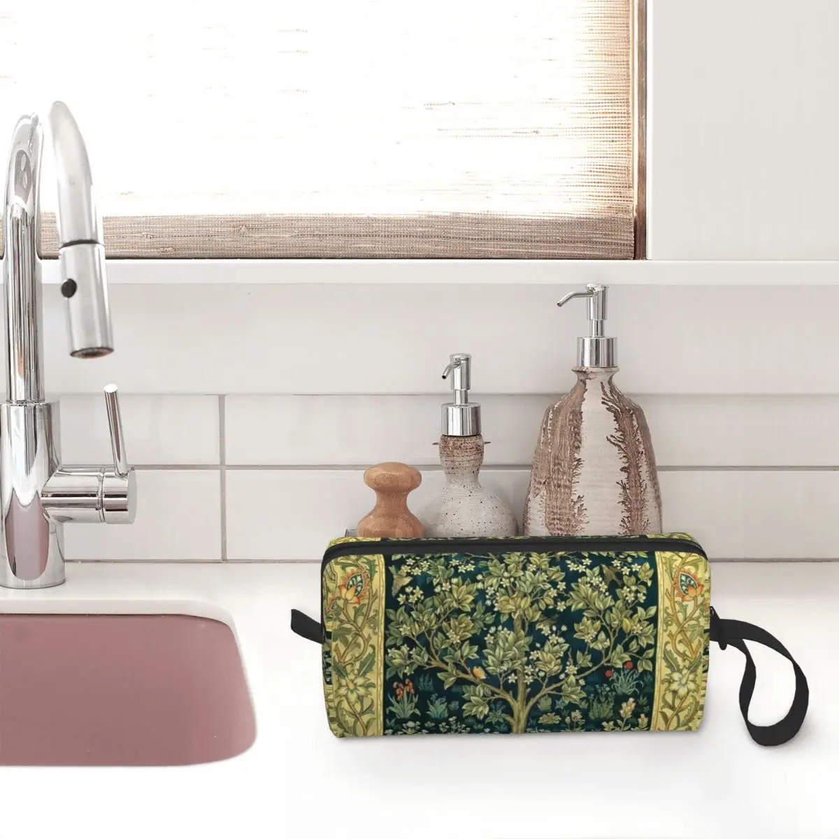 Fashion Tree Of Life By William Morris borsa da toilette Floral Textile Pattern Makeup Cosmetic Organizer Beauty Storage Dopp Kit