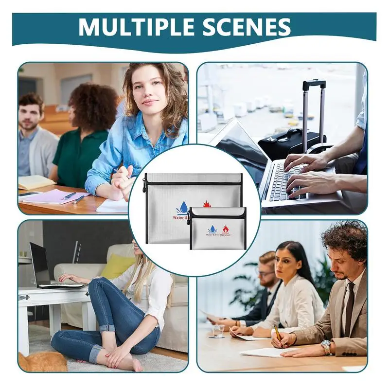 حقيبة مستندات مقاومة للحريق مظاريف مقاومة للحريق للنقود مقاسين حماية مقاومة للماء حقيبة مقاومة للحريق ملحقات آمنة المال