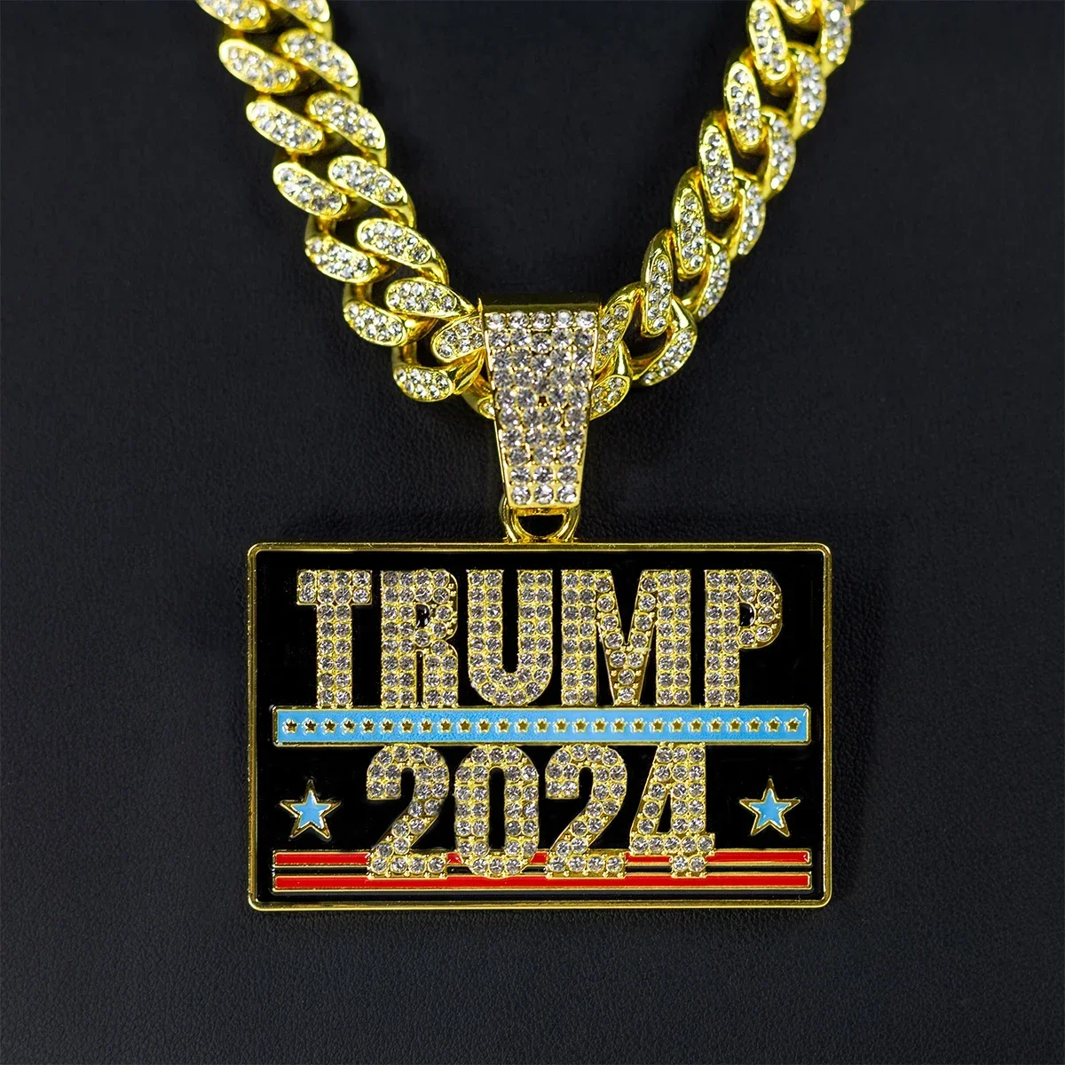 2024 New Hip Hop Men's TRUMP Letter Pendant Stainless Steel Chain  Necklace For Men Independence Day Jewelry Accessories