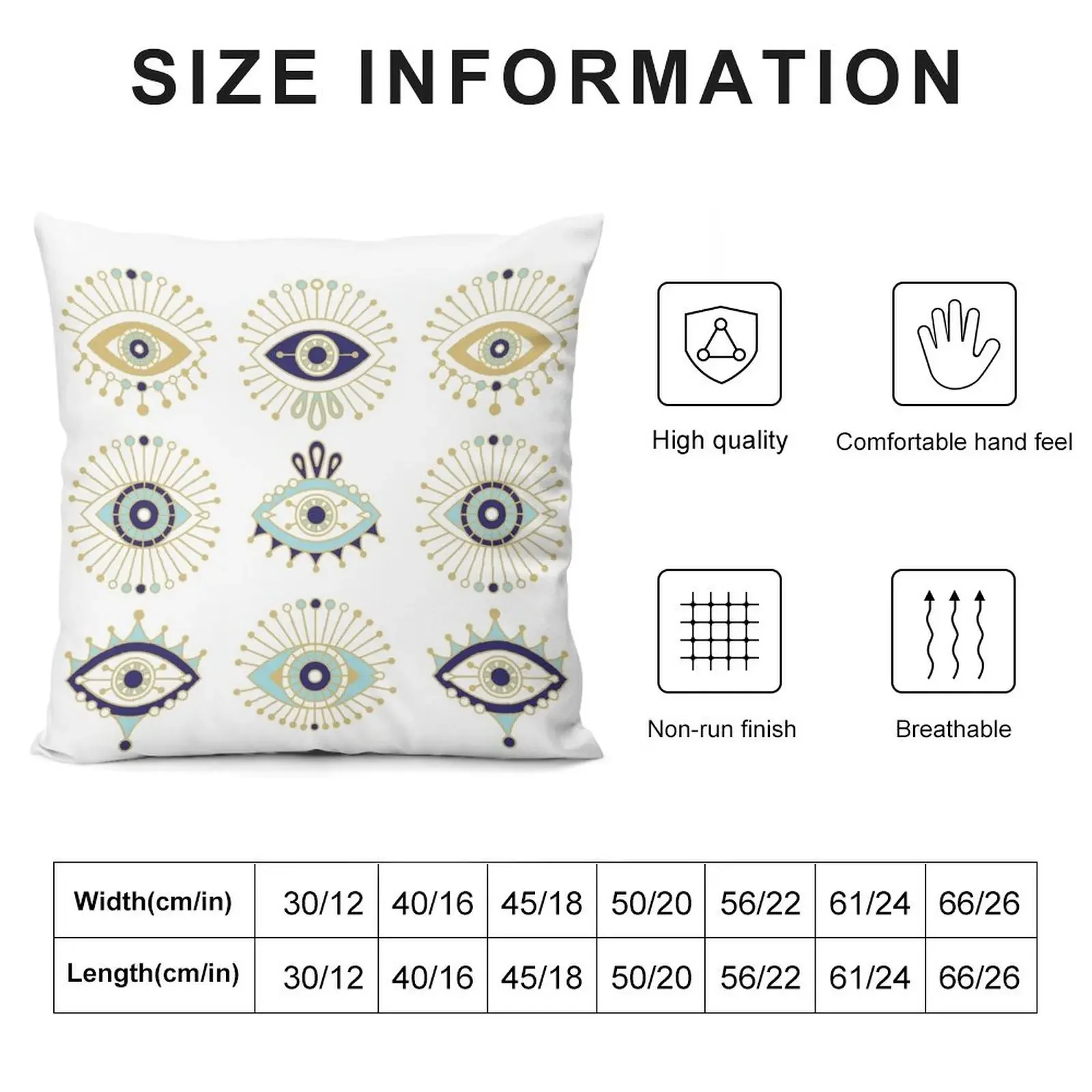 Evil Eye Collection on White Throw Pillow Pillow Cases Luxury Pillow Case