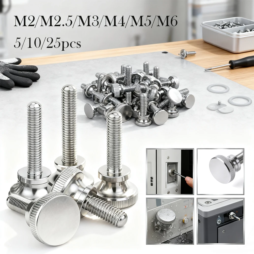 

5-25pcs M2-M6 303 SS Knurled Thumb Bolts Hand Tighten Screw Assortment for Tool-Free Fastening Durable Rust-Resistant Thumb Scre