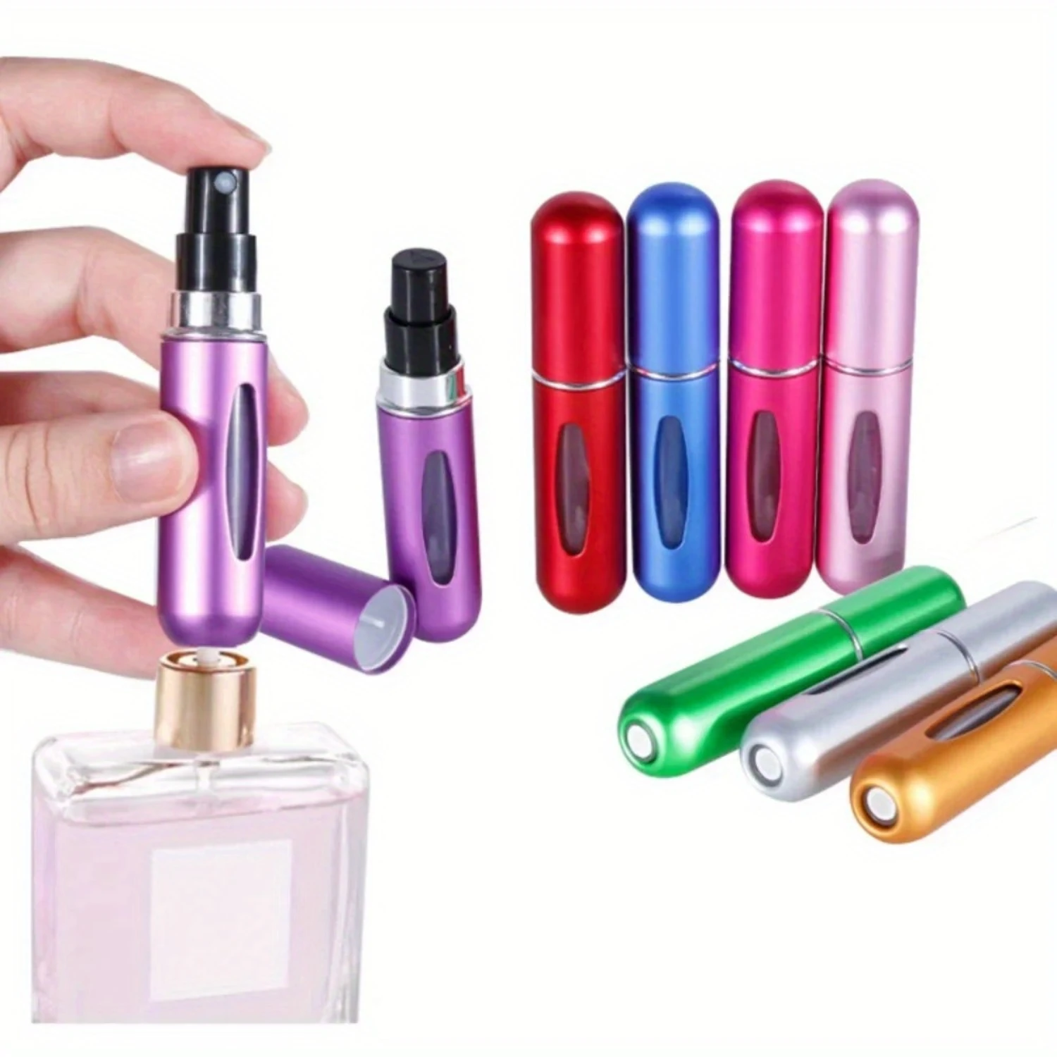 10PCS 0.17oz Perfume Atomizer Portable Container For Cosmetics Traveling Mini Aluminum Spray Alcohol Empty Refillable Bottle