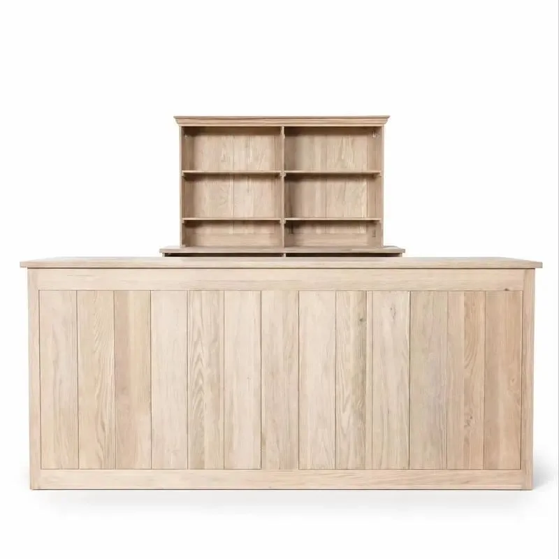 Professional 2.4m Large Oak Bar Set Foldable Articulated Event Bar with 195cm Back Cabinet for Wedding Banquets and Party