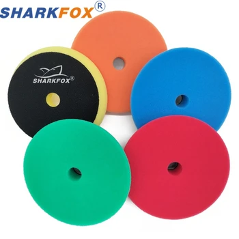 Sharkfox 3&quot;/5&quot;/6&quot; 125mm/150mm Car Polishing Germany Sponge Polisher Buffing Pads Smooth Buffer Pad for Polishing Removes Scratch