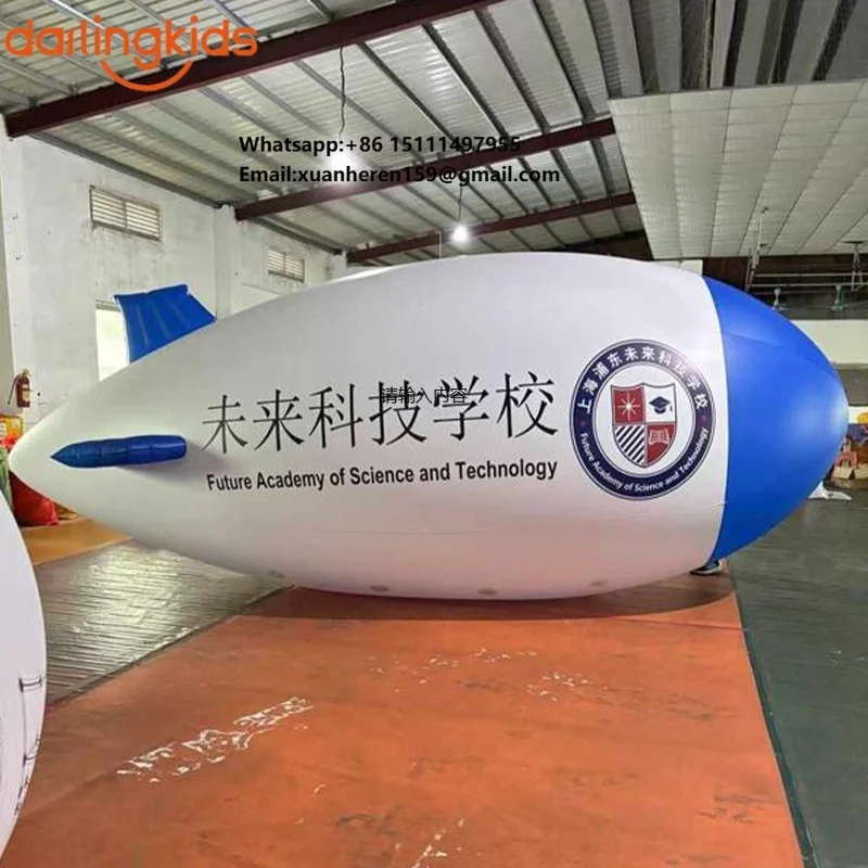 Custom Logo Helium Air Airship Giant Inflatable PVC Balloon Zeppelin Advertising Blimp for Flying