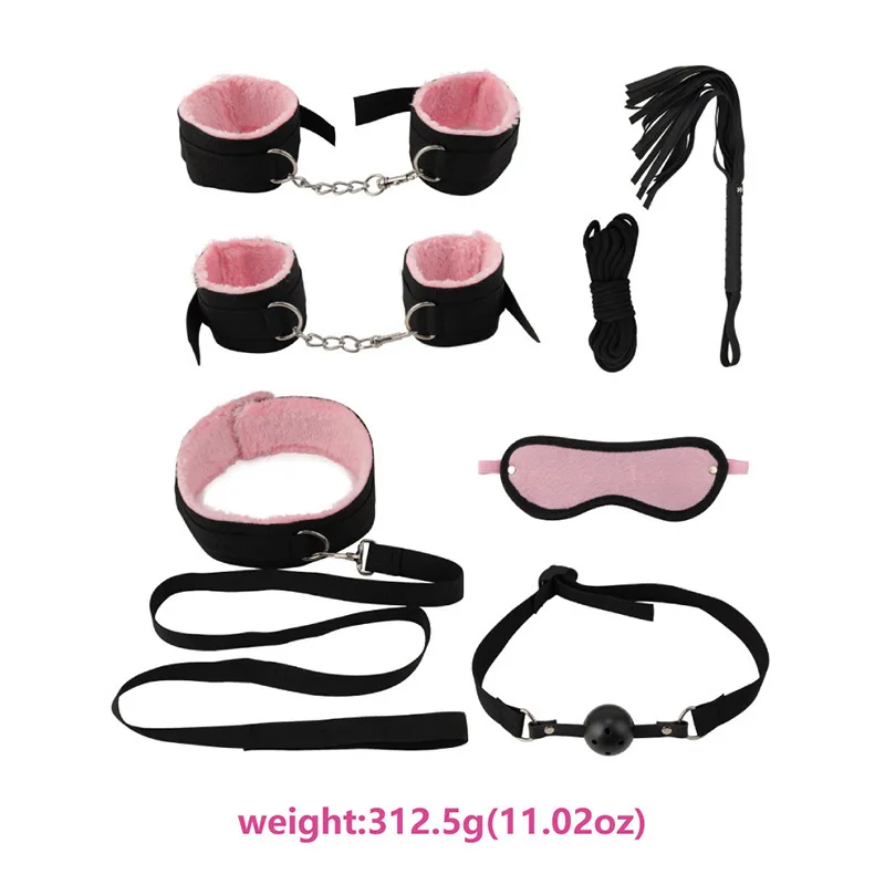 

Sex Toys Female Flirting 7 Piece Set Handcuffs Bondage Leather Whip Bondage SM Adult Products Femdom Props Bdsm Collar