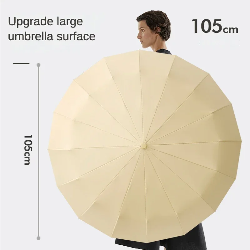 Paraguas resistente al viento para hombre, sombrilla totalmente automática reforzada con 48 huesos, protección solar UV, sombrilla plegable grande