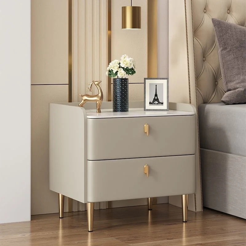 Light Luxury Solid Wood Nightstand – Modern Minimalist Bedside Cabinet  2-Drawer Storage Night Stand for Bedroom Living Room