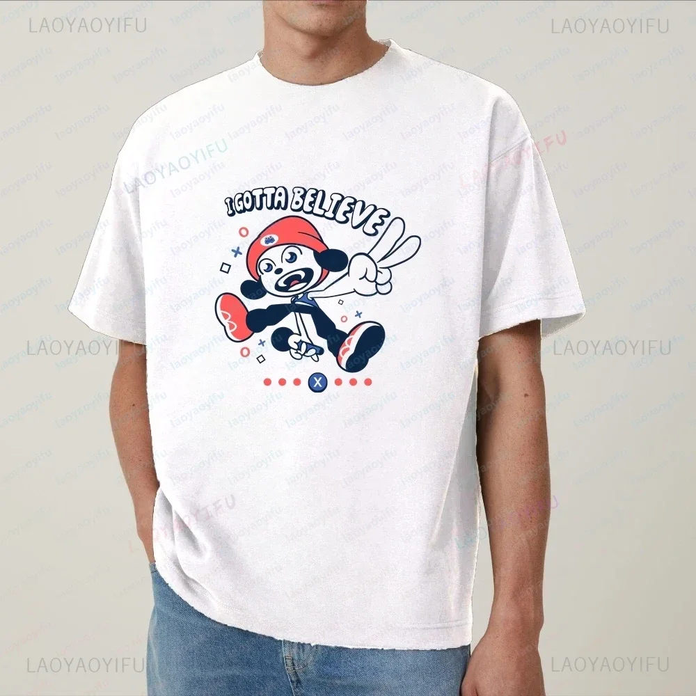New Parappa The Rapper Summer Trend Harajuku Short-sleeved Men's and Women's Universal Shirt with Pattern Oversized T-shirt