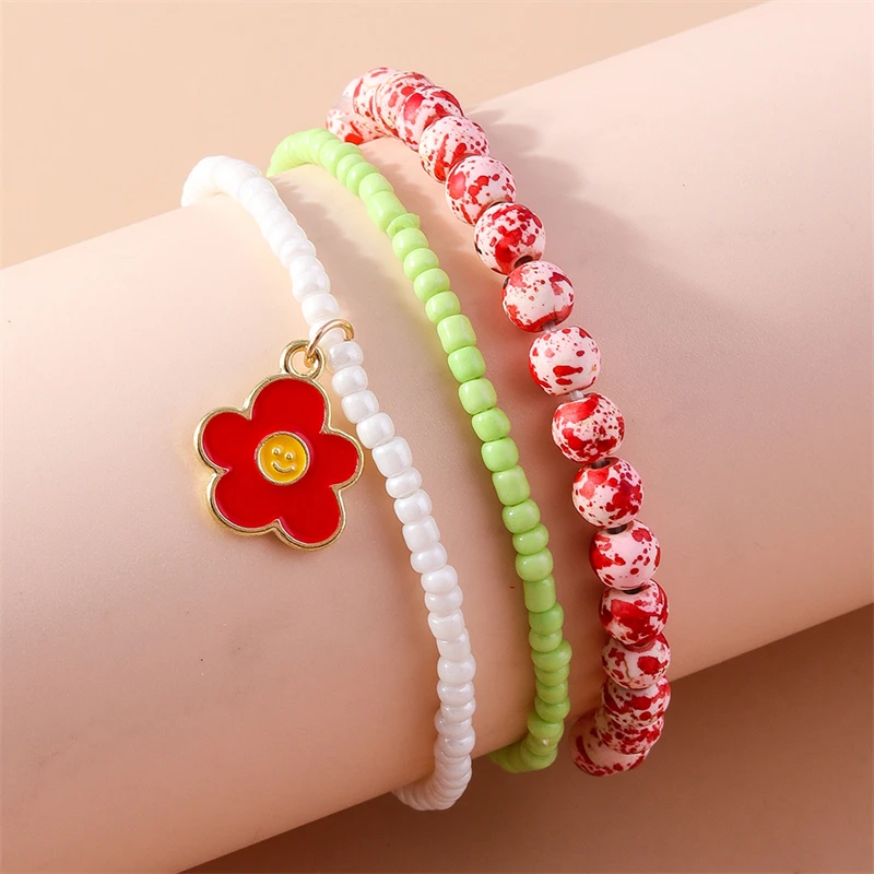 3-teiliges Set Modische Handgefertigte Perlenarmbänder für Frauen, Legierungs-Muschel-Herz-Anhänger-Armbänder, Schmuckgeschenke für Mädchen, Party, Festival – Detail 11