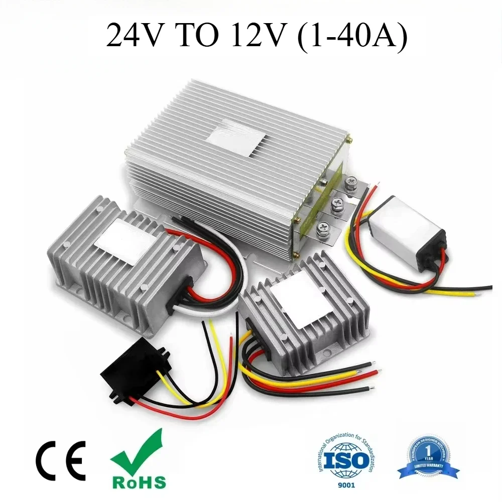 DC DC Converter Power 24V to 12V 1A to 40A Step Down 24 Volt to 12 Volt Isolation Buck Regulator Voltage Transformer Module