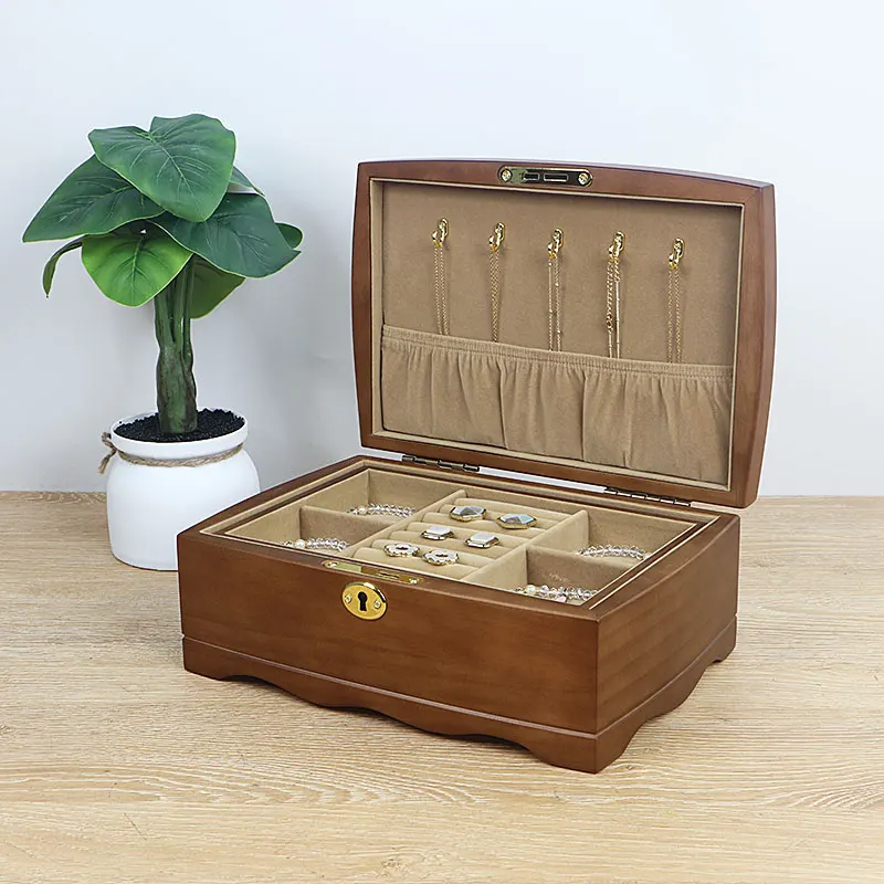 

Деревянная шкатулка для хранения ювелирных изделий, европейская роскошная ретро ручная ювелирная изделия, антикварная шпилька, деревянная ручная шкатулка для ювелирных изделий