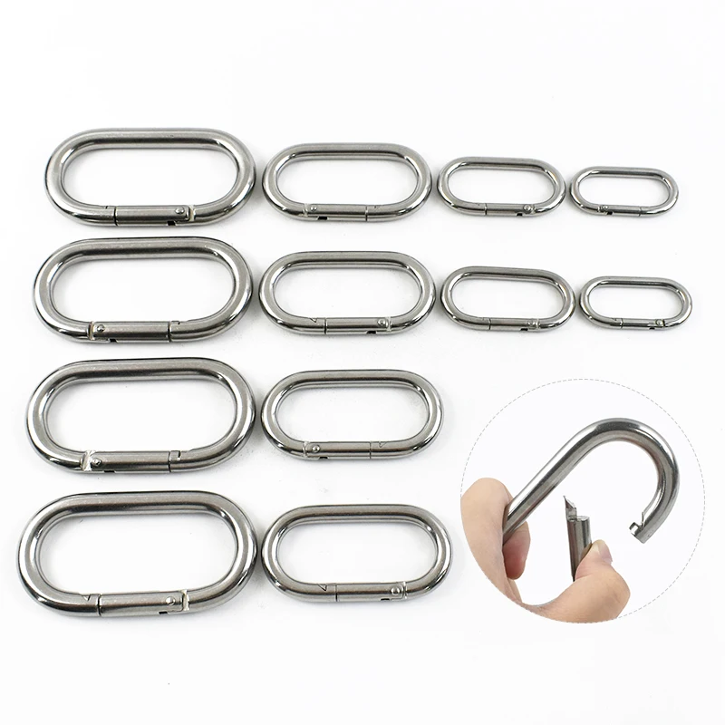 

5/6/8/10mm 1-3Pcs 304 Stainless Steel Carabiner Buckle O Ring Clasp Knapsack Strap Waistband Spring Snap Hook Hardware Accessory