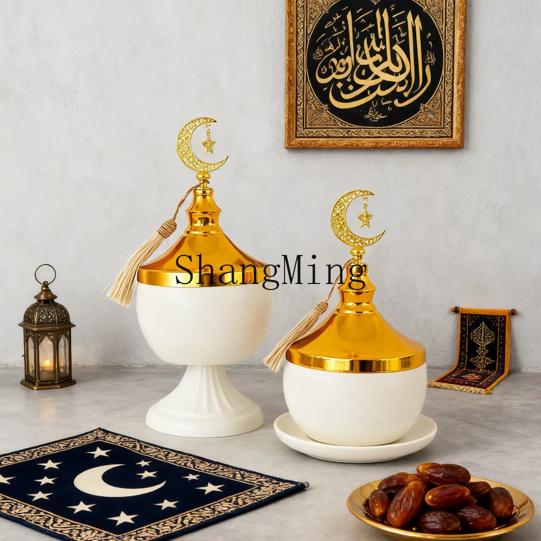 PYH new product hot-selling wrought iron high-footed snack plate golden star and moon cake fruit light luxury fruit plate