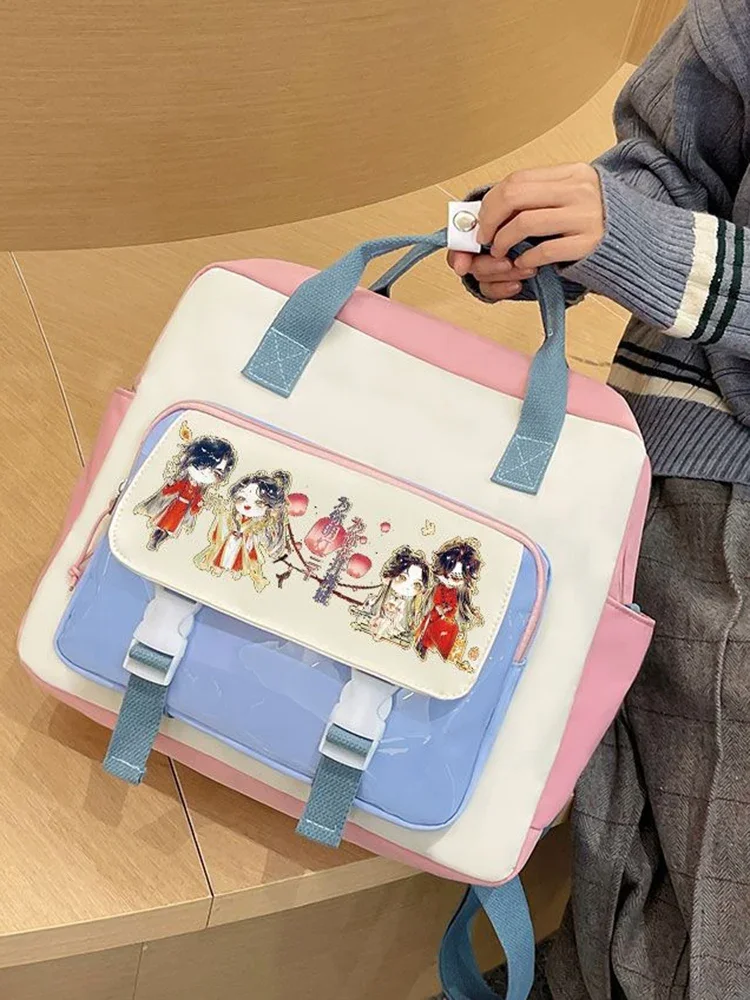 Black Pink, Heaven Officials Blessing, Tian Guan Ci Fu, Anime Messenger Crossbody Shoulder Bags for School Girls Cute Kawaii