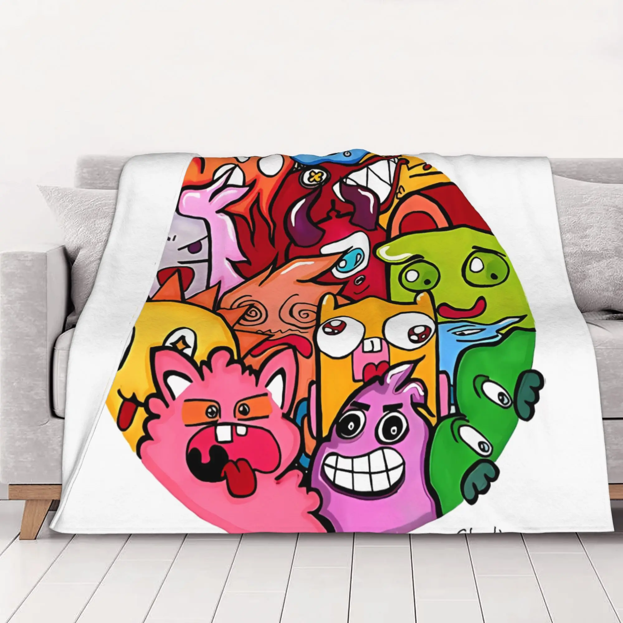 1PC home Cute Room Decor Little Monsters Blanket Throw Blanket Happy Tree Friends  Novelty Warm Blanket All Season